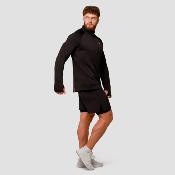 Pulse 1/2 Zip Running Sweatshirt Black - GymBeam L