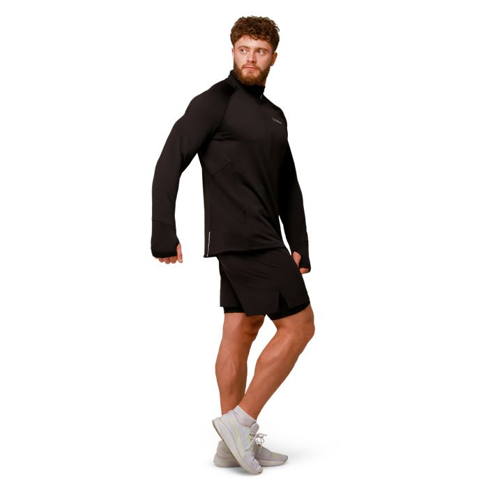 Pulse 1/2 Zip Running Sweatshirt Black - GymBeam L