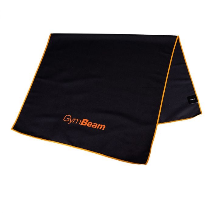 Quick drying sports towel BlackOrange - GymBeam