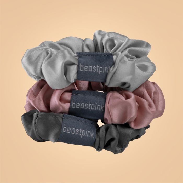 Set of Satin Hair Ties Mix - BeastPink single_variant