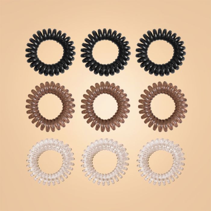 Set of Spiral Hair Ties - BeastPink black