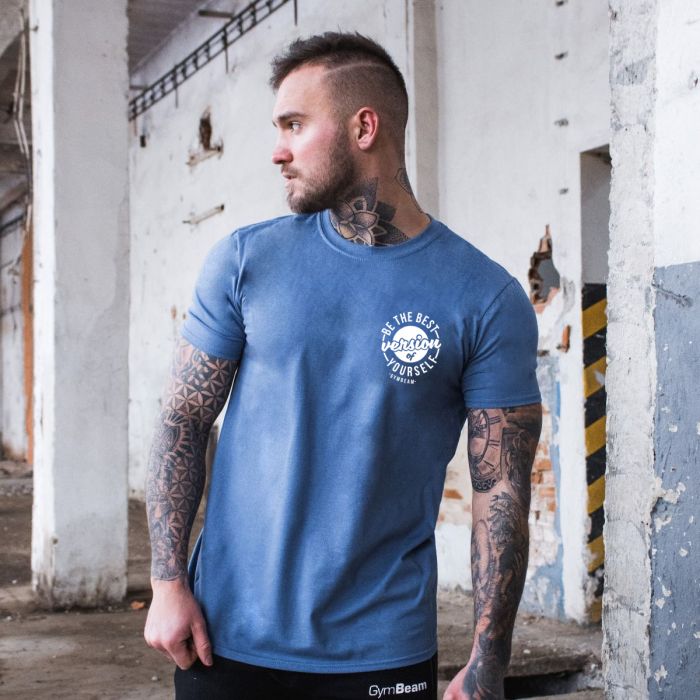 Men's T-shirt The Best Version Indigo Blue White -  Gymbeam 