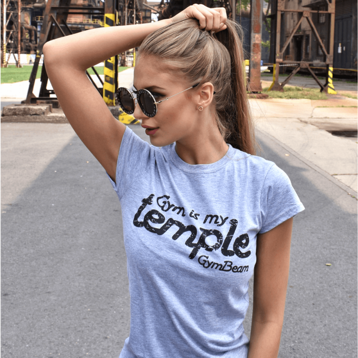Women’s T-shirt Temple Grey Black - GymBeam