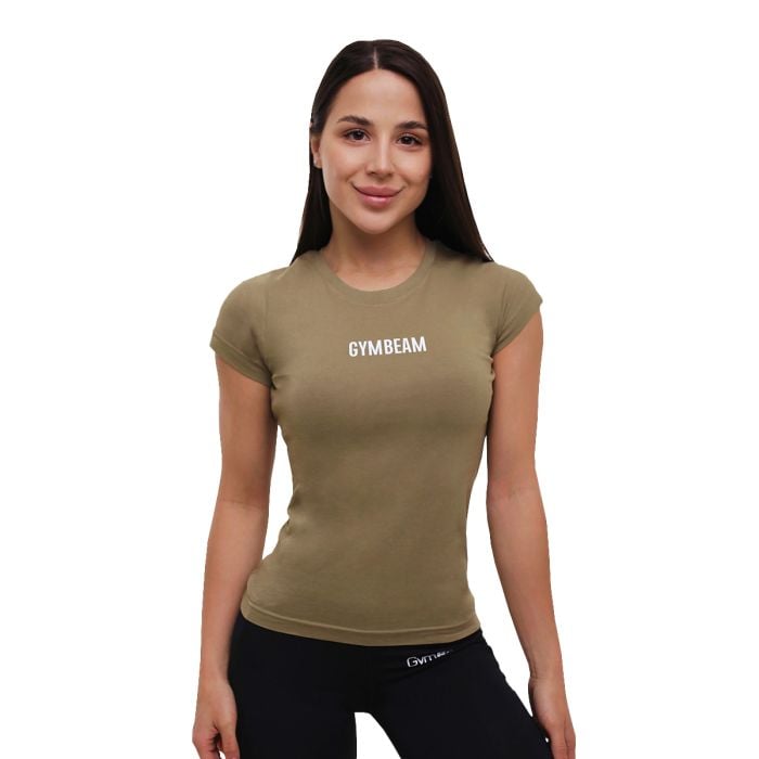 Women‘s FIT T-Shirt Olive - GymBeam L