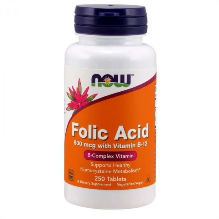Folic Acid 800 mcg with Vitamin B-12 - NOW Foods