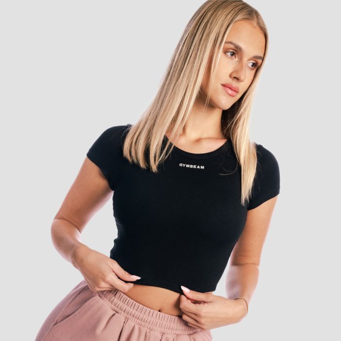 Women‘s Aura Cropped T-Shirt Black - GymBeam M