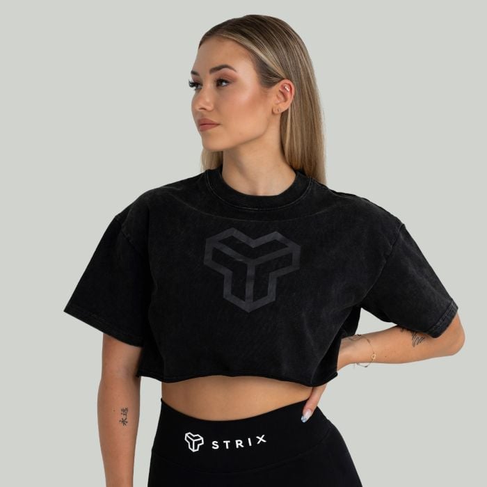 Women‘s Washed CropTop Black - STRIX S