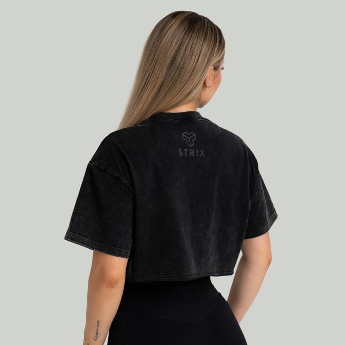 Women‘s Washed CropTop Black - STRIX S