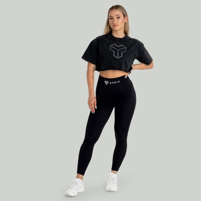 Women‘s Washed CropTop Black - STRIX S