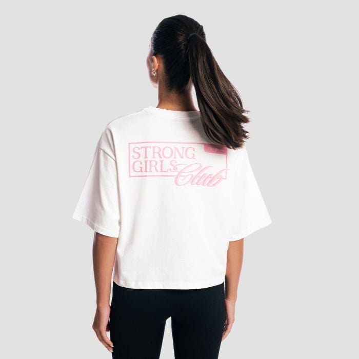 Women‘s Girls Club Boxy T-shirt White - GymBeam L