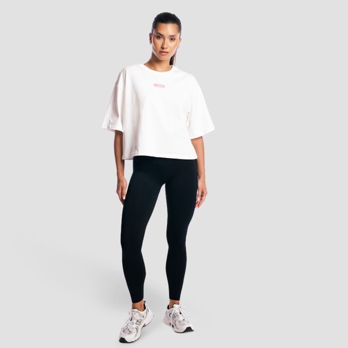 Women‘s Girls Club Boxy T-shirt White - GymBeam L