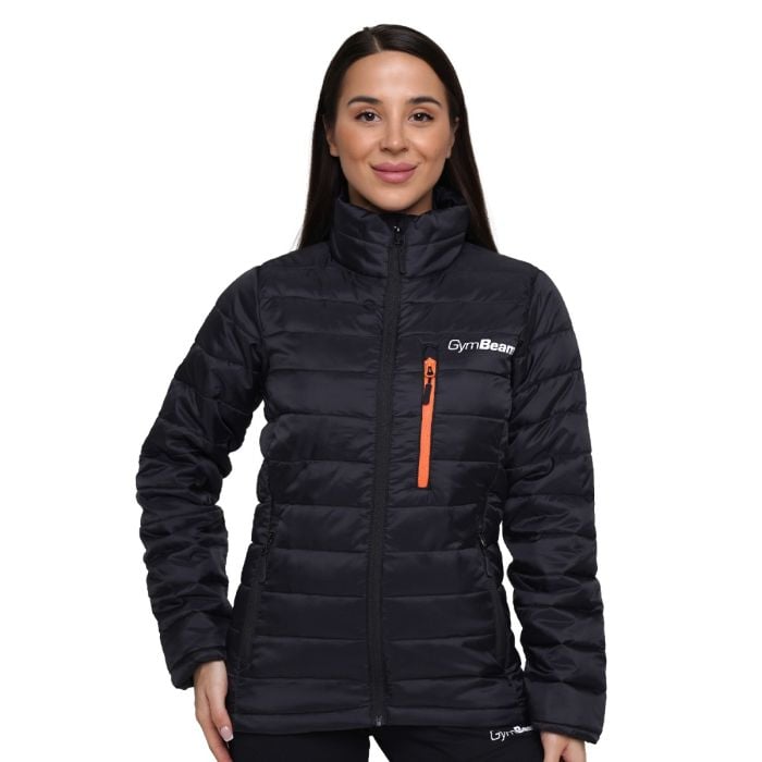 Women‘s Puffer Jacket Black/Orange - GymBeam XL