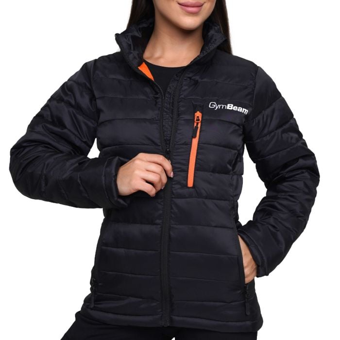 Women‘s Puffer Jacket Black/Orange - GymBeam XL