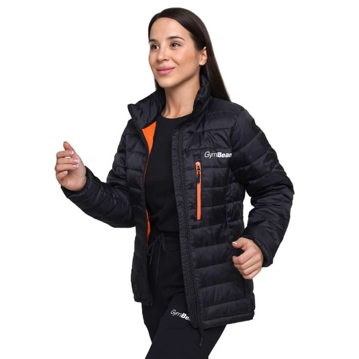 Women‘s Puffer Jacket Black/Orange - GymBeam XL
