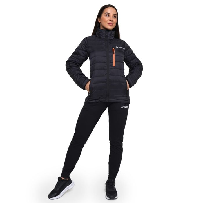 Women‘s Puffer Jacket Black/Orange - GymBeam XL