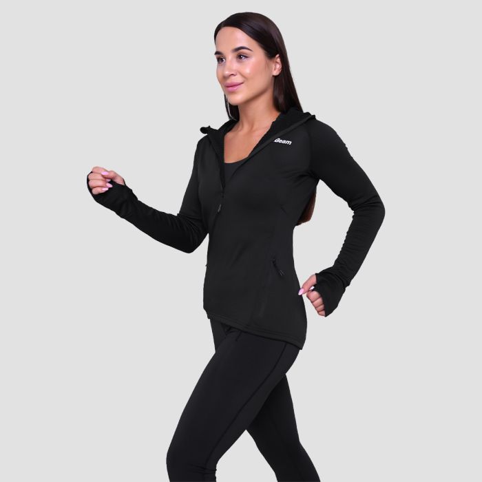 Women‘s Pulse 1/2 Zip Running Sweatshirt Black - GymBeam M