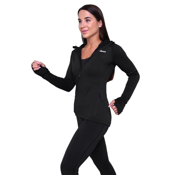 Women‘s Pulse 1/2 Zip Running Sweatshirt Black - GymBeam M