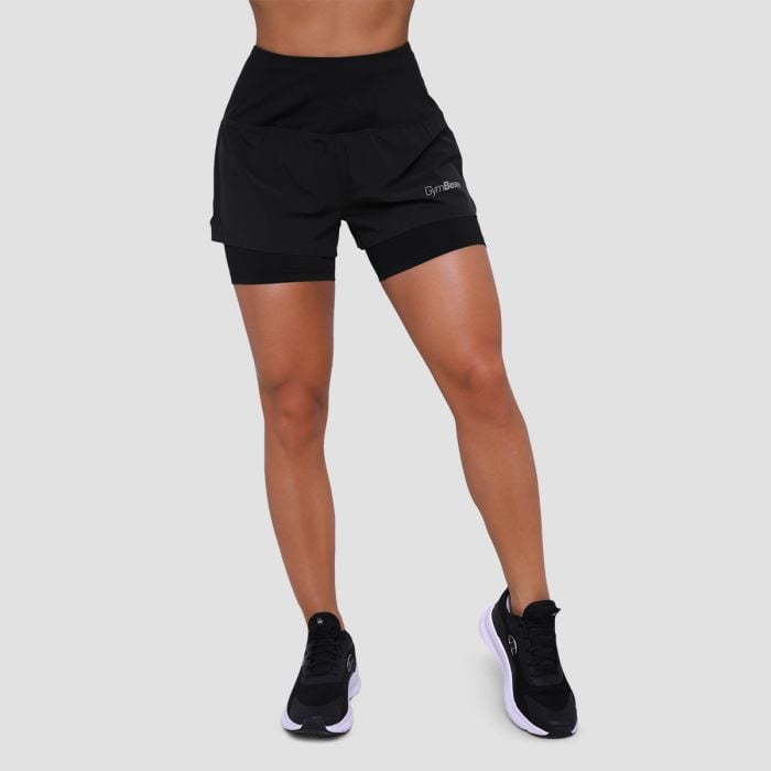 Women‘s Pulse 2in1 Running Shorts Black - GymBeam XXL