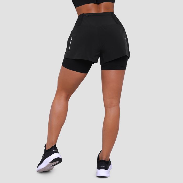 Women‘s Pulse 2in1 Running Shorts Black - GymBeam XXL