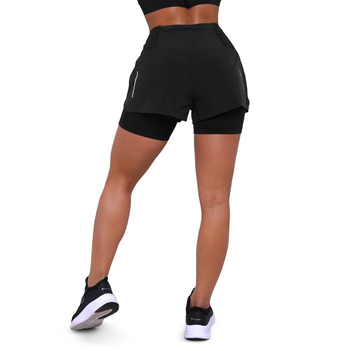 Women‘s Pulse 2in1 Running Shorts Black - GymBeam XXL