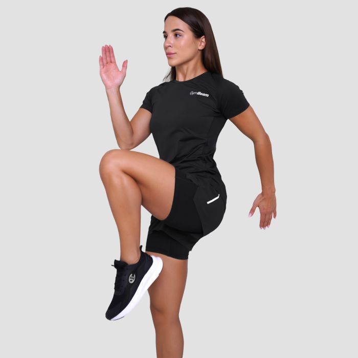 Women‘s Pulse 2in1 Running Shorts Black - GymBeam XXL