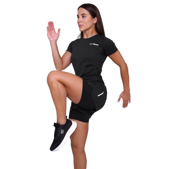 Women‘s Pulse 2in1 Running Shorts Black - GymBeam XXL