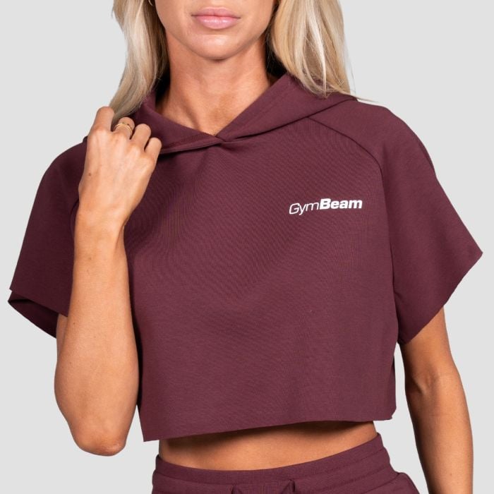 Women‘s Relay Cropped Hoodie Fig - GymBeam XXL