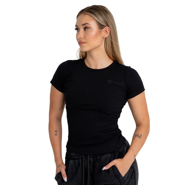 Women‘s Ribbed Tee Black - STRIX L