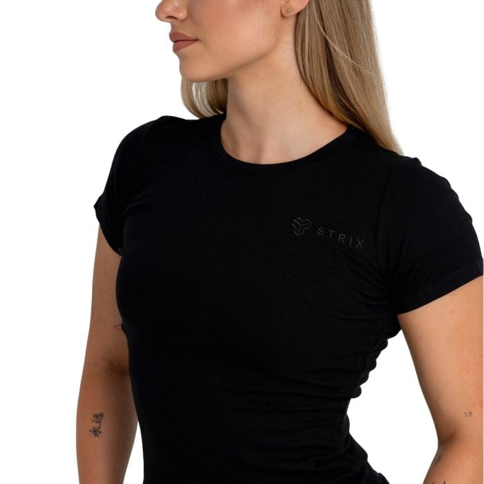 Women‘s Ribbed Tee Black - STRIX L