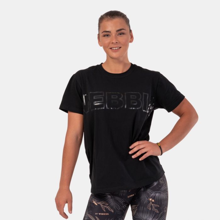 Women‘s T-shirt Invisible Logo Black - NEBBIA
