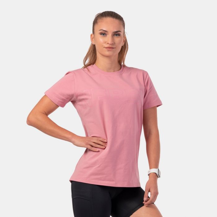 Women‘s T-shirt Invisible Logo Old Rose - NEBBIA