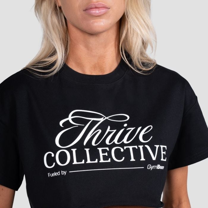 Women‘s Thrive Cropped T-shirt Black - GymBeam L