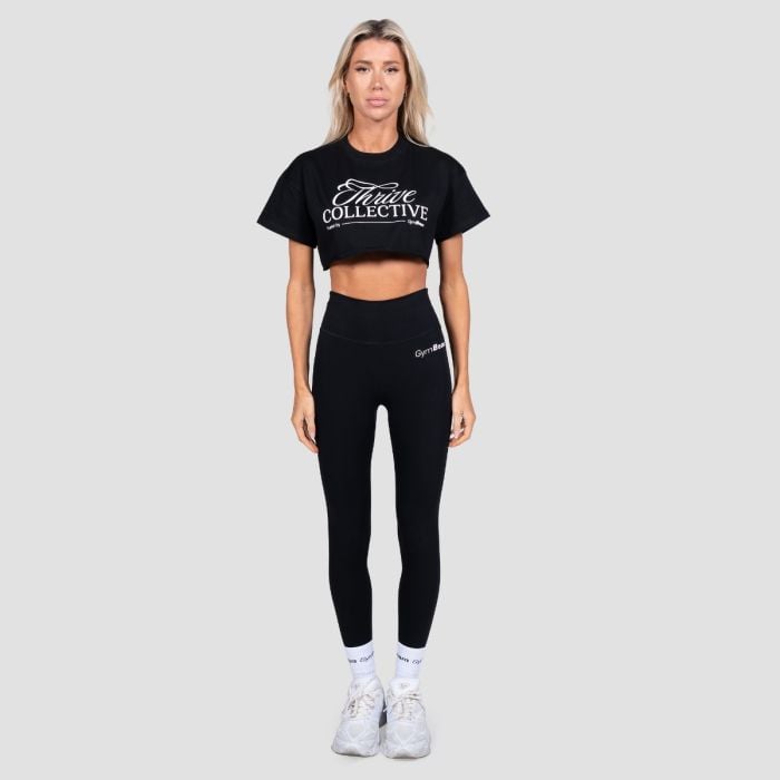 Women‘s Thrive Cropped T-shirt Black - GymBeam L