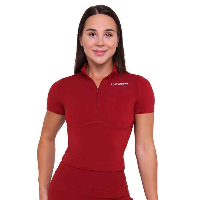 Women‘s Ignite Cropped T-Shirt Dark Red - GymBeam XXL