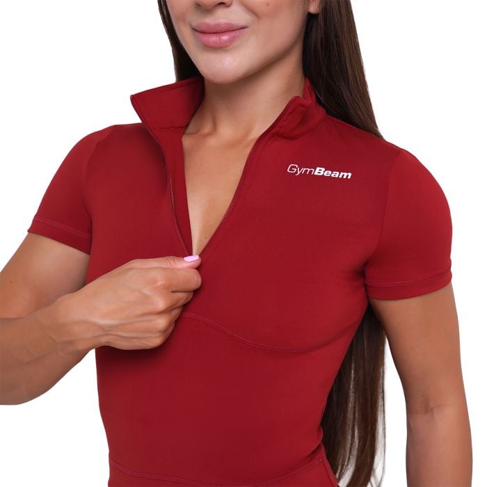 Women‘s Ignite Cropped T-Shirt Dark Red - GymBeam XXL