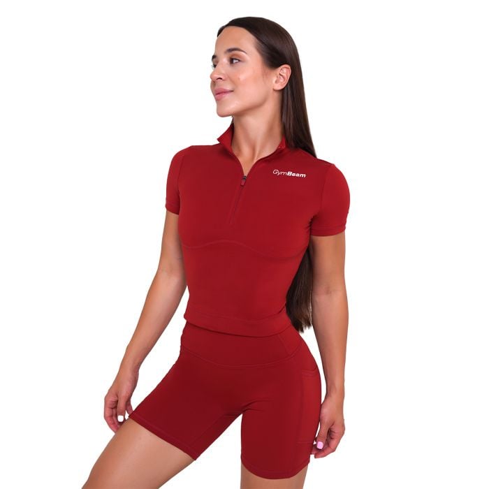 Women‘s Ignite Cropped T-Shirt Dark Red - GymBeam XXL