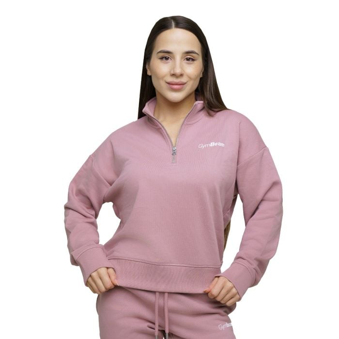 Women‘s Agile 1/2 Zip Jumper Woodrose - GymBeam XL