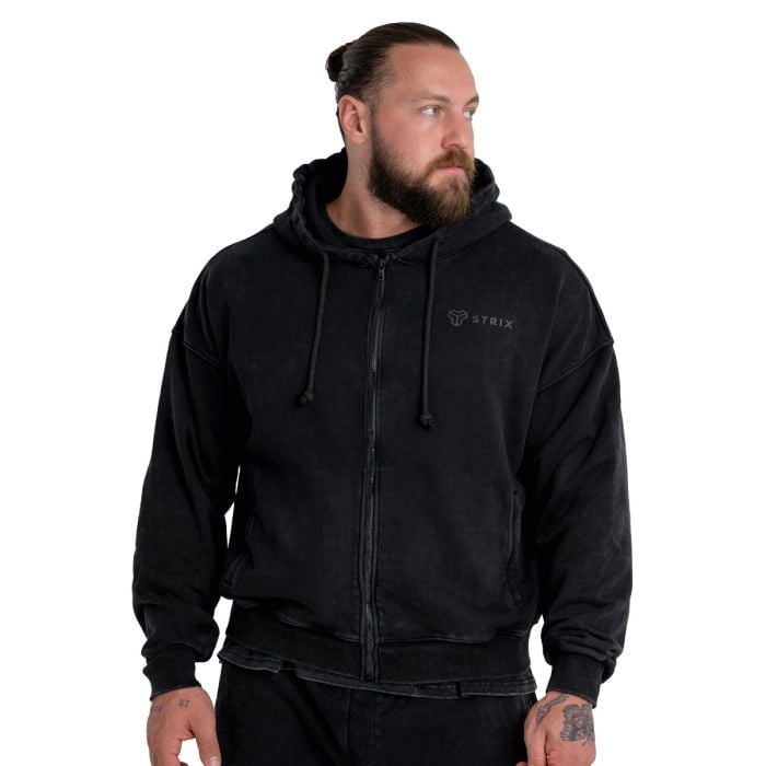 Washed Zip Hoodie Black - STRIX M