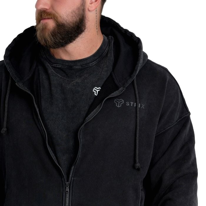 Washed Zip Hoodie Black - STRIX M