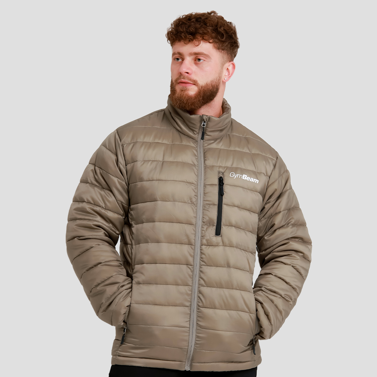 Men‘s Puffer Jacket Vetiver/Black - GymBeam