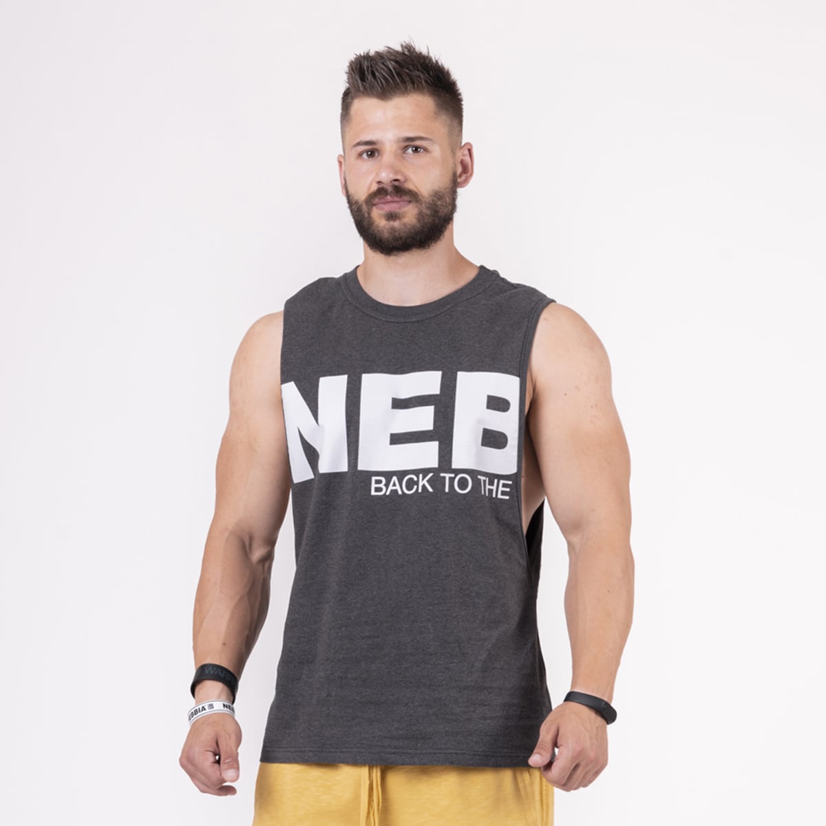 Men‘s Back To The Hardcore Tank Top  Grey - NEBBIA