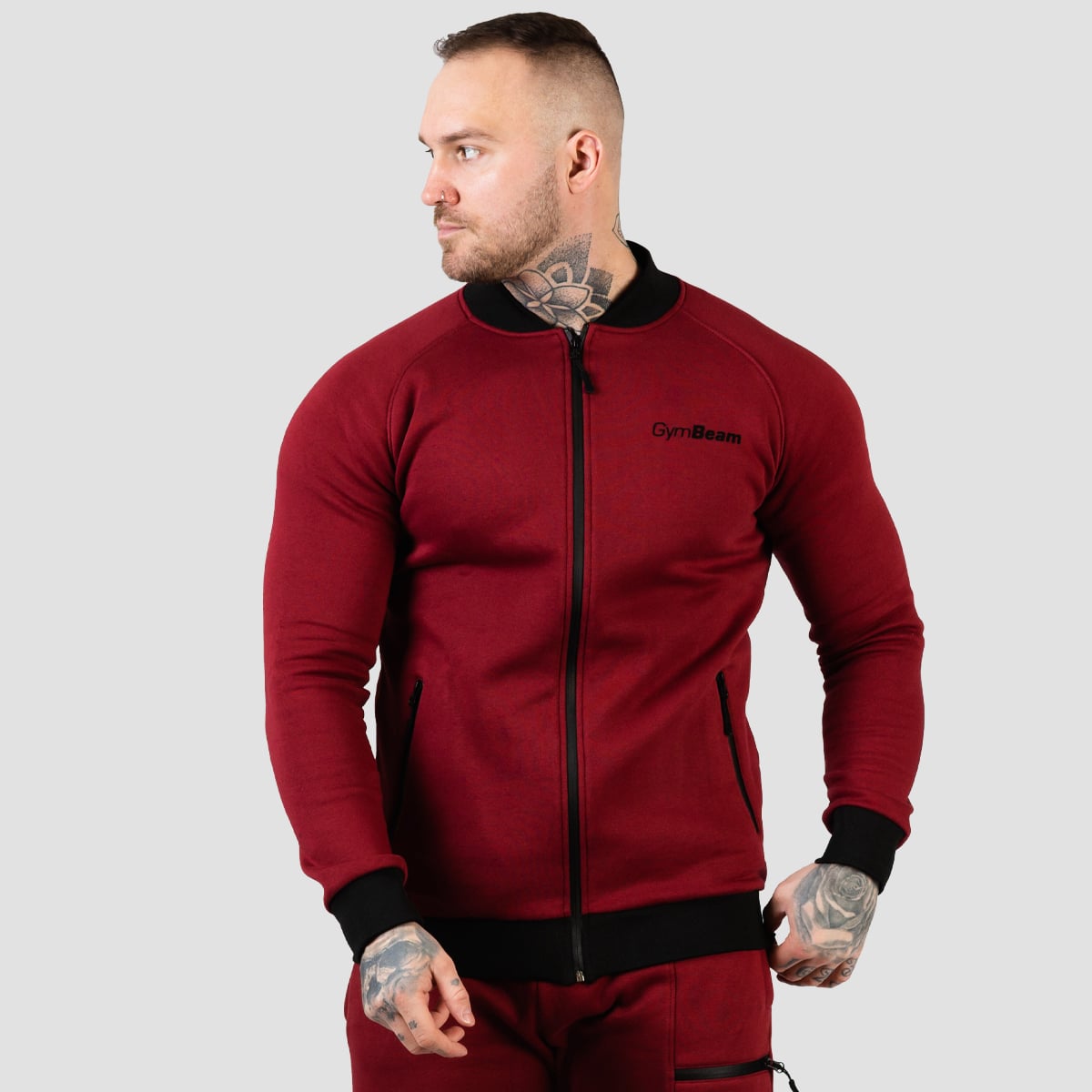 Classic Zipper Hoodie Burgundy - GymBeam