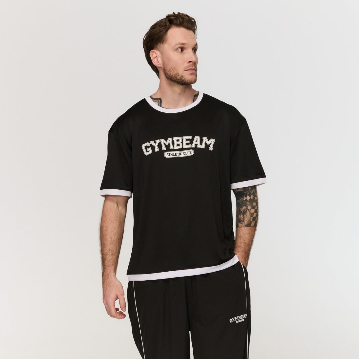 Oversized Varsity Black T-shirt - GymBeam