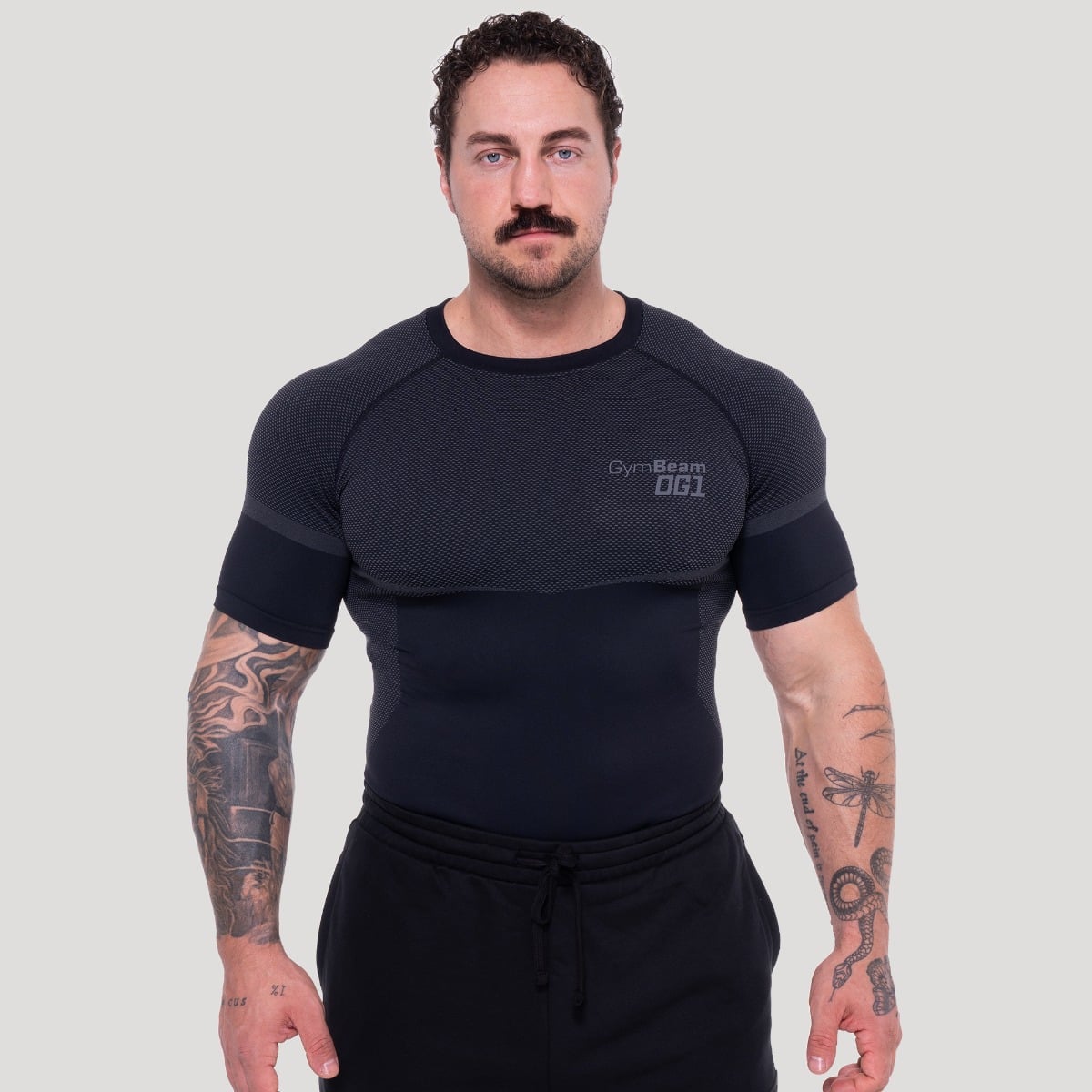 OG1 Seamless T-shirt Black/Grey - GymBeam
