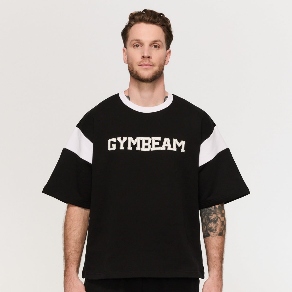 Premium Heavyweight Varsity T-Shirt Black  - GymBeam