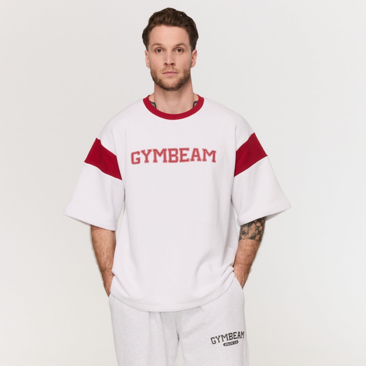 Premium Heavyweight Varsity T-Shirt White  - GymBeam