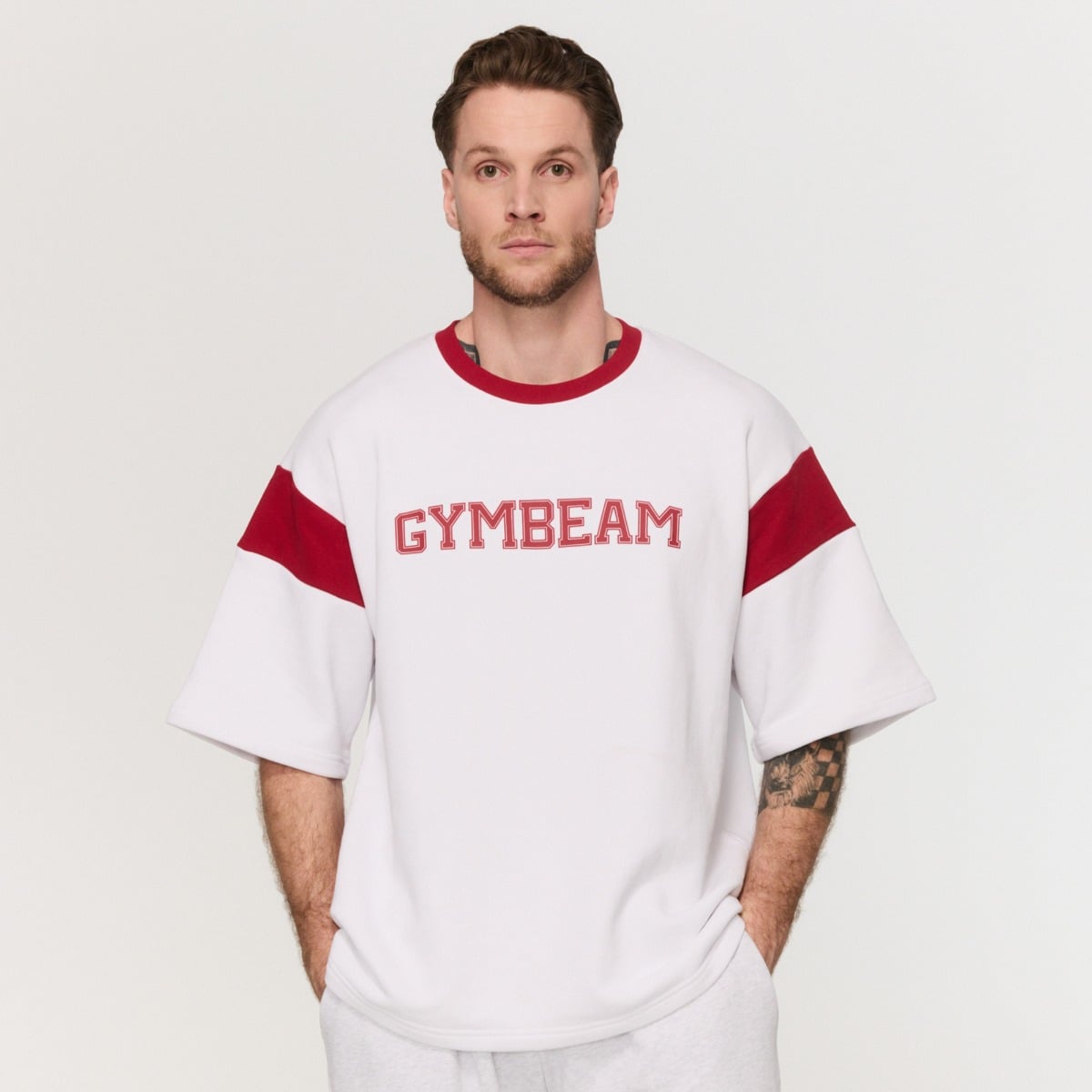 Premium Heavyweight Varsity T-Shirt White  - GymBeam