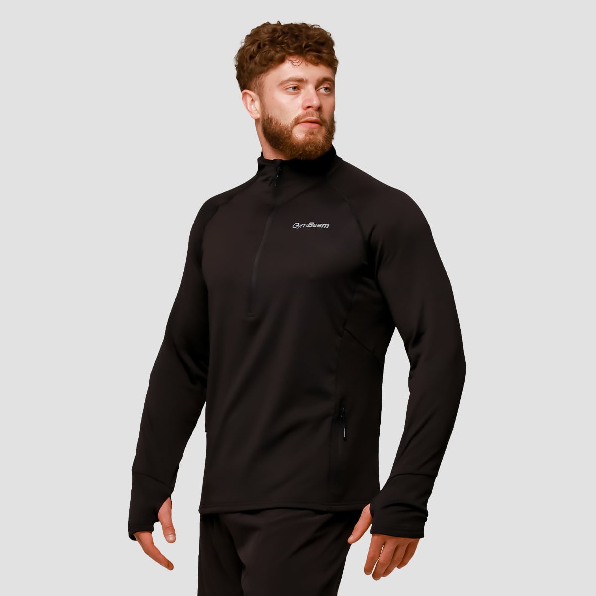 Pulse 1/2 Zip Running Sweatshirt Black - GymBeam