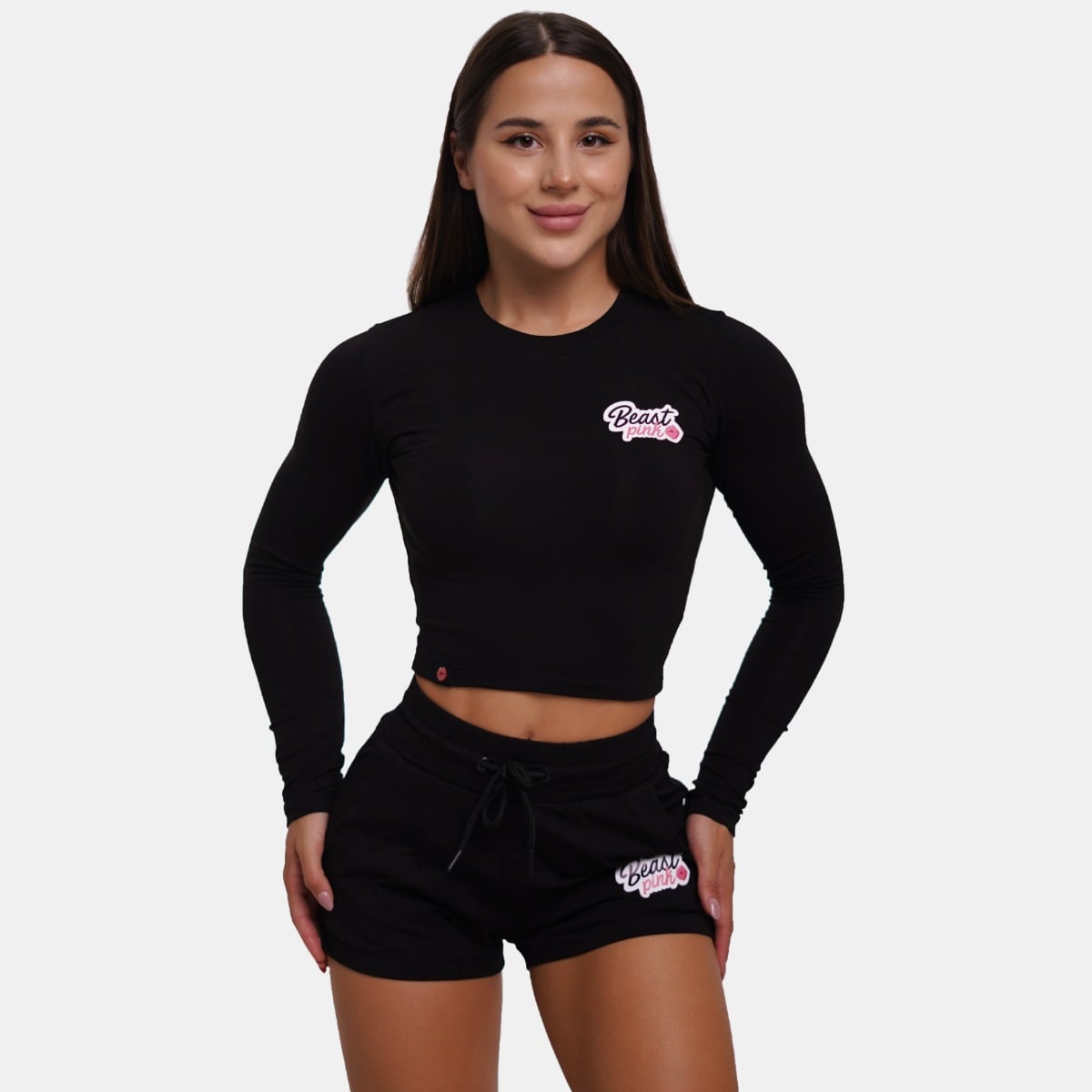 Long Sleeve Croptop Black - BeastPink