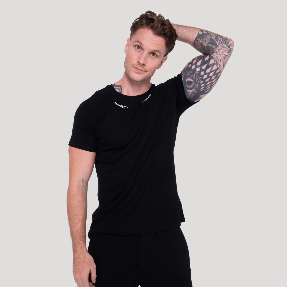 Tribal Ribbed T-shirt Black - GymBeam